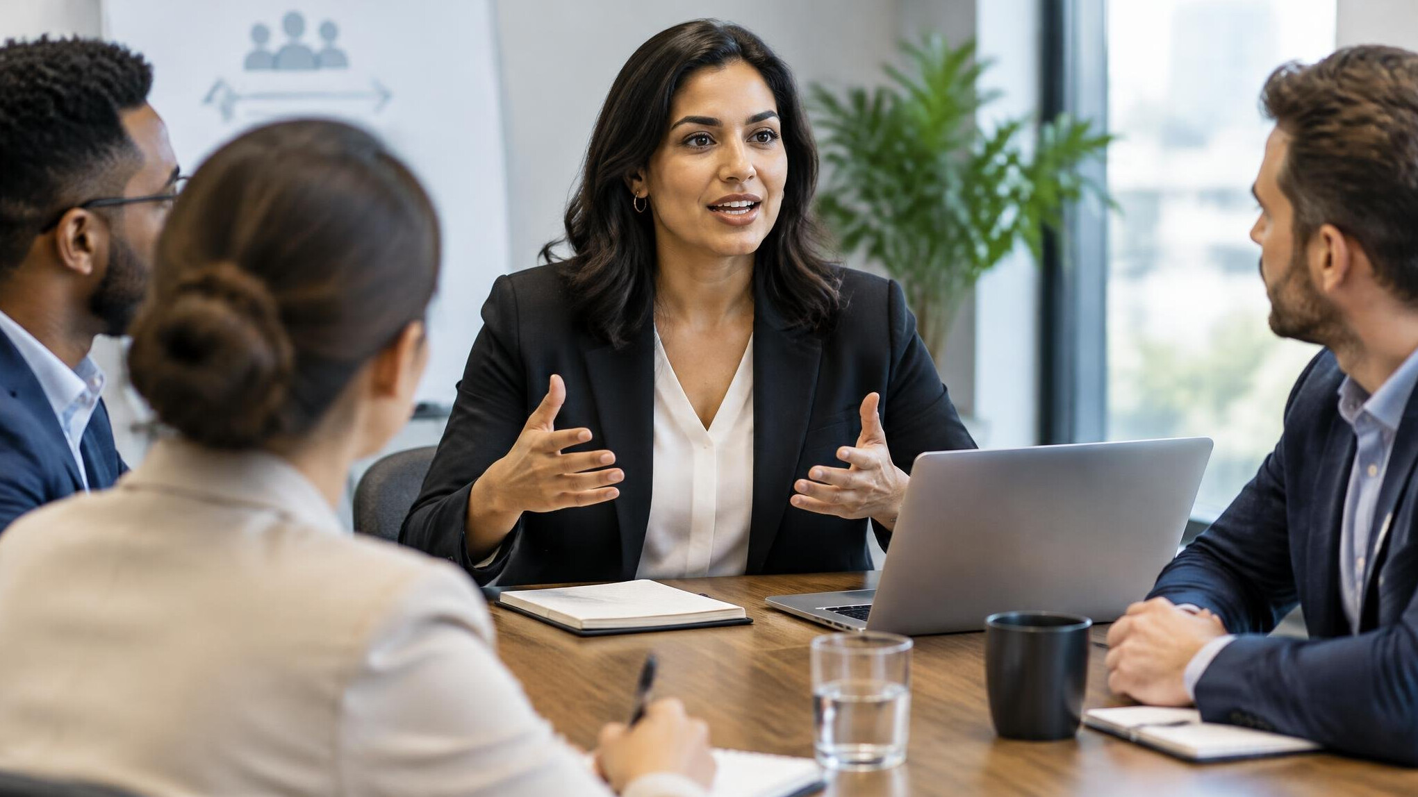 woman speaking confidently in meeting