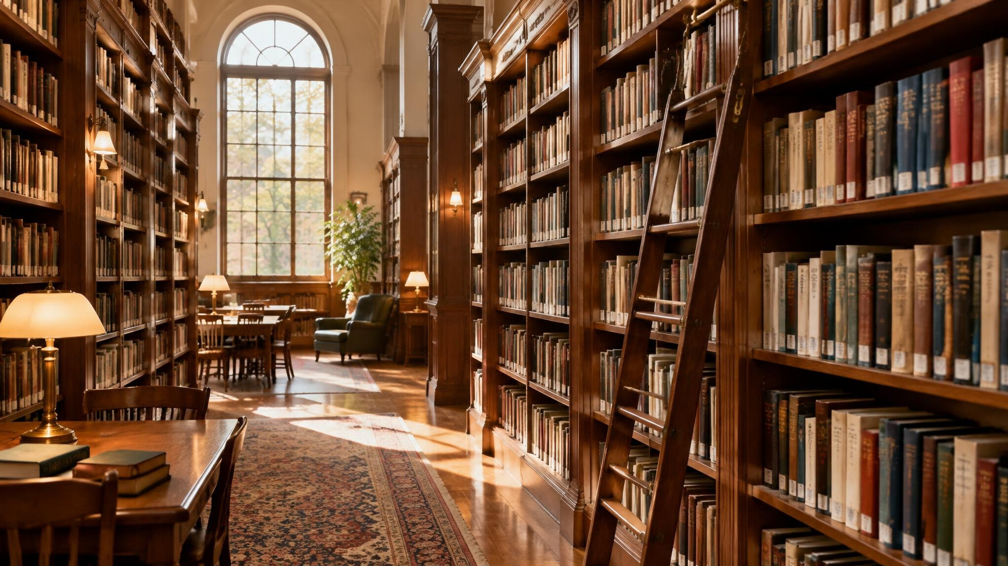 Library shelves filled with books
